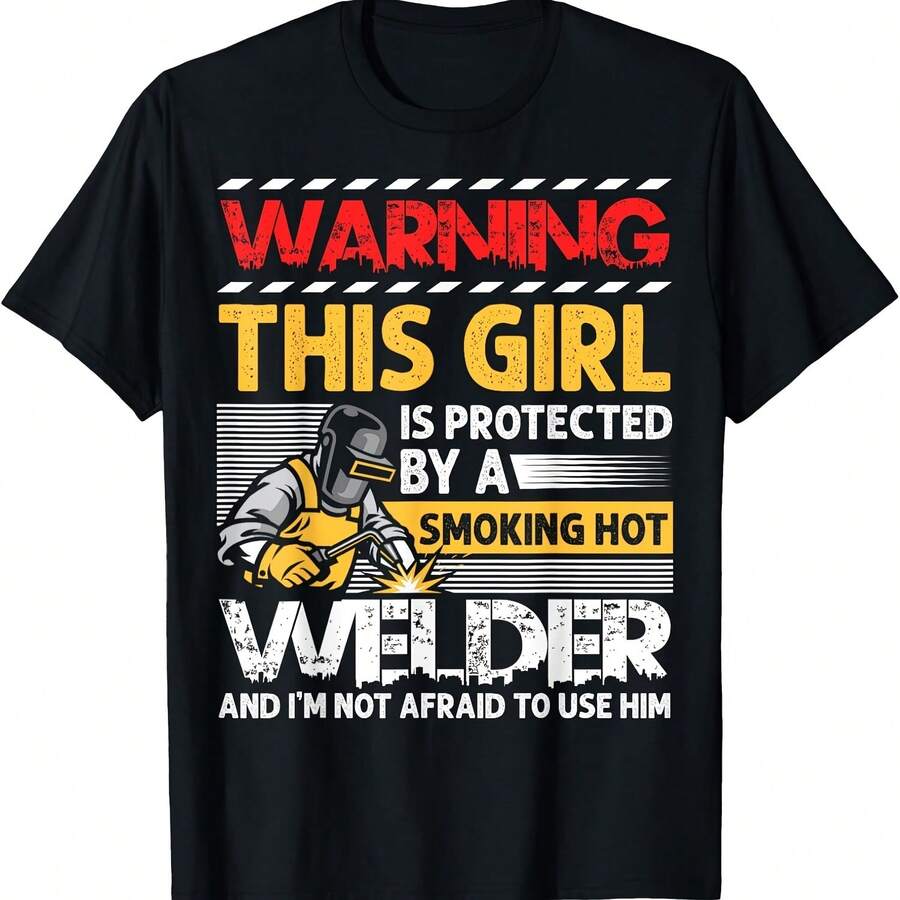 Camiseta de cumpleaños para mujer con texto en inglés "Advertencia: Esposa soldadora, novia soldadora". - Negro 3 - Ver 1