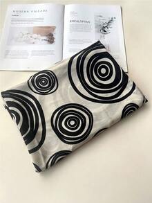 1pc Classic Cute Versatile Retro Minimalist Circle Pattern Scarf, Casual Daily Wear, Suitable For Autumn/Winter, Cosplay, Halloween, Travel, Sun Protection - Black - View 8