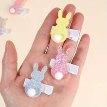 ZOYO 6-Piece Easter Bunny Hair Clips – Glitter Rabbit Hair Accessories – Polyester Non-Woven Fabric Barrettes – Four Seasons Casual Style – Teen Animal Pattern Hair Clips – Festive Holiday Hair Embellishments - Rabbit - View 9