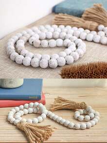 1 chiếc tua rua đính hạt trang trí phong cách Bohemian, thích hợp để trang trí bàn, bàn làm việc và cửa ra vào, trang trí nhà cửa. - trắng - Xem 9