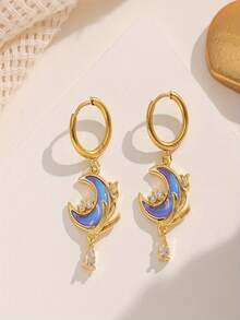 Bộ 3 món gồm mặt dây chuyền hình trăng khuyết mạ vàng, thiết kế sáng tạo thời trang, sang trọng, phù hợp cho du lịch, đeo hàng ngày và nghỉ dưỡng (Đóng gói trong túi OPP). - vàng óng ánh - Xem 3