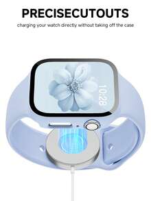 这款二合一表带兼表壳兼容 ，适用于 40mm、41mm、42mm、44mm、45mm、46mm 和 49mm 尺寸。运动休闲风格，搭配铆钉硅胶表带。配备防震防刮硬质 PC 表壳和钢化玻璃屏幕保护膜。兼容 Ultra/11/10/9/8/7/6/5/4/SE 系列。男女皆宜。柔软舒适，易于佩戴，触感灵敏。 - 天藍 - 查看 4