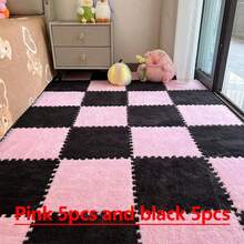 10pcs, 30cm, 60cm Plush Patchwork Rug Tiles, Bedroom Square Decorative Floor Mat, Bedside Cute Carpet, Thick Foam Floor Pad, Odorless Soft Interlocking Floor Protector Mat, Multi-Color Patchwork Rug, Comfortable Room Floor Mat, Suitable For Bedroom, Study, Living Room, Balcony - Plush Floor Mat - View 69