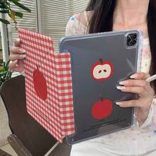 小众红色格子苹果可爱平板电脑保护套，兼容苹果第11代平板电脑，Pro 2025新款可爱第10代时尚Air 7/6，带笔槽，防弯折11英寸平板电脑保护套，适合女孩使用 - 紅色 - 查看 7