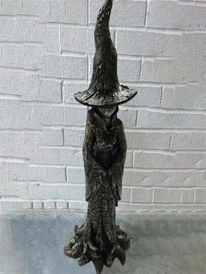 1 Stück 18-33cm große Cracker Barrel Hexen Statue - Gotische Halloween Harz Figur | Retro Magier Dekoration | Dunkle Fantasy Ornament | Neuheit Festival Sammlerstück