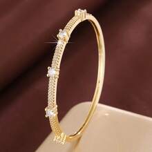 1 pièce Bracelet minimaliste pour femmes avec design géométrique à points et incrusté de zirconium cubique - Multicolore - Voir 12
