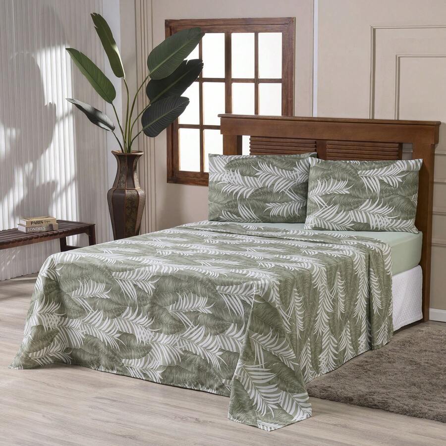 Double Bed Sheet Set, 4 Pieces, 100% Cotton Percale - CL11 - 查看 1