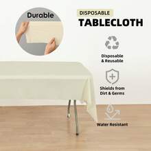 4/6/12pcs Plastic Premium Tablecloth,  Disposable Table Covers For Rectangle Tables, Heavy Duty & Waterproof For Parties, Events, Banquets - Ivory - View 5
