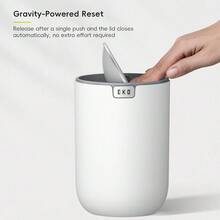 Fandy 0.58 Gal/2.2L Mini Trash Can With Lid, Swing-Top Desktop Trash Can For Bathroom, Countertop, Vanity, Desk Or Office, Small Garbage Bin (White) - 白色22公升 - 查看 8