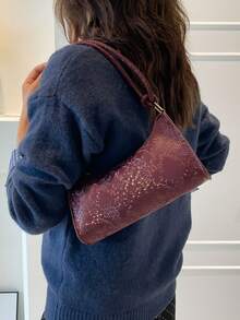 Elegant And Compact Underarm Bag, 2026 New Style, Women's High-End, Luxurious, Retro Style, Versatile And Simple, Fashionable Shoulder Bag With Single Strap. - Burgundy - View 9