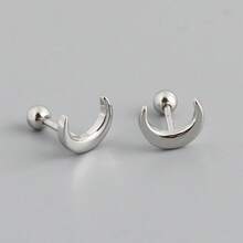 1 Đôi bông tai hình trăng lưỡi liềm tối giản bằng bạc sterling 925 mạ bạch kim, trang sức nữ, phụ kiện bạc, thích hợp đeo hàng ngày, một lựa chọn quà tặng tuyệt vời. - RS0026-S - Xem 7