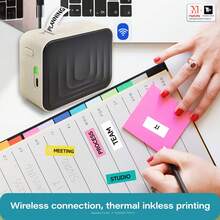 Marklife M1 0.5 Inch Thermal Label Printer, Bluetooth Label Printer, Wireless Label Printer, Comes With 1 Roll Of 12x40mm White Label Tape, Inkless Printer, Compatible With IOS And Android, Suitable As Gift, Home, And Business Office Supplies (Milky Black) - Multicolor - View 6