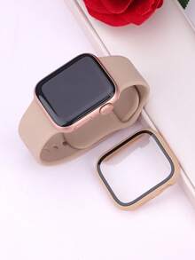 二合一运动硅胶表带和表壳套装，兼容 40mm、41mm、42mm、44mm、45mm、46mm 和 49mm 尺寸的 表带和表壳。柔软舒适的硅胶表带搭配铆钉表扣。防震防刮的硬质 PC 材料和钢化玻璃保护膜一体成型。兼容 Series Ultra/11/10/9/8/7/6/5/4/SE。男女通用智能手表表带和表壳套装。 - 奶茶色 - 查看 3