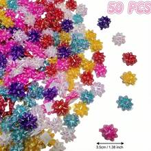 18/30/50/100pcs Mini Shiny Ribbon Bows, Suitable For Valentine's Day Birthday Wedding Bridal Party Gifts Packaging, 1.18"/1.38" Rainbow Gift Wrapping Bows For Holiday Party Craft Floral Gift Packaging Supplies, Glitter Star Flower Multicolor Small Metal Self-Adhesive Gift Ribbon Bows For Holiday Gift Boxes - Multicolor - View 40