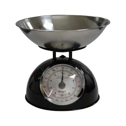 Dexam Retro Traditional Mechanical Kitchen Scales Stainless Steel Bowl 5kg Black