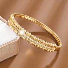 1pc Minimalist Geometric Sphere Design Artificial Zirconia Inlaid Women Bracelet - Multicolor - View 3