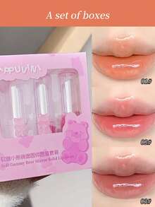 Cappuvini Son tint bóng mịn dưỡng ẩm, màu tự nhiên, son dưỡng dạng thỏi hình gấu, lâu trôi, chống lem, son môi đa năng - Nhiều màu - Xem 12