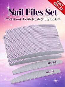 20支装月牙形指甲锉，双面100/180目，适用于指甲修型和护理，适用于亚克力指甲和天然指甲，指甲锉，月牙形抛光块，美甲工具，送给女性、男性和家人的礼物 - 指甲銼 - 查看 2