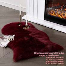 1pc Burgundy Plush Wavy Rug, Nordic Style Long Shaggy Runner Rug, Irregular Size With 1-5cm Trimming Error, Bedroom Bedside Mat, Christmas Gift, Bay Window Blanket, Soft Decorative Carpet, Bedroom Decor, Small Rug, Carpet, Home Decor, Living Room Rug, Living Room Small Rug, Bedroom Rug, Living Room Home Decor, Outdoor Rug, Washable Rug, Fleece Rug, Furry Rug, Autumn/Winter Rug - Burgundy - View 5