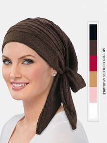 1件装女士褶皱系带发带帽，带可调节围巾的护发帽，适合日常使用 - 多色 - 查看 1