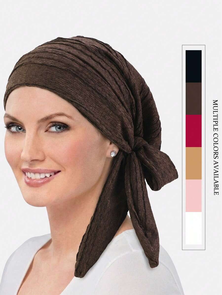 1件装女士褶皱系带发带帽，带可调节围巾的护发帽，适合日常使用 - 多色 - 查看 1