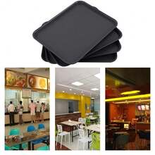 Plastic Fast Food Trays, Cafeteria Trays, 4 Pack Serving Trays (Grey) - Abu-abu - View 7