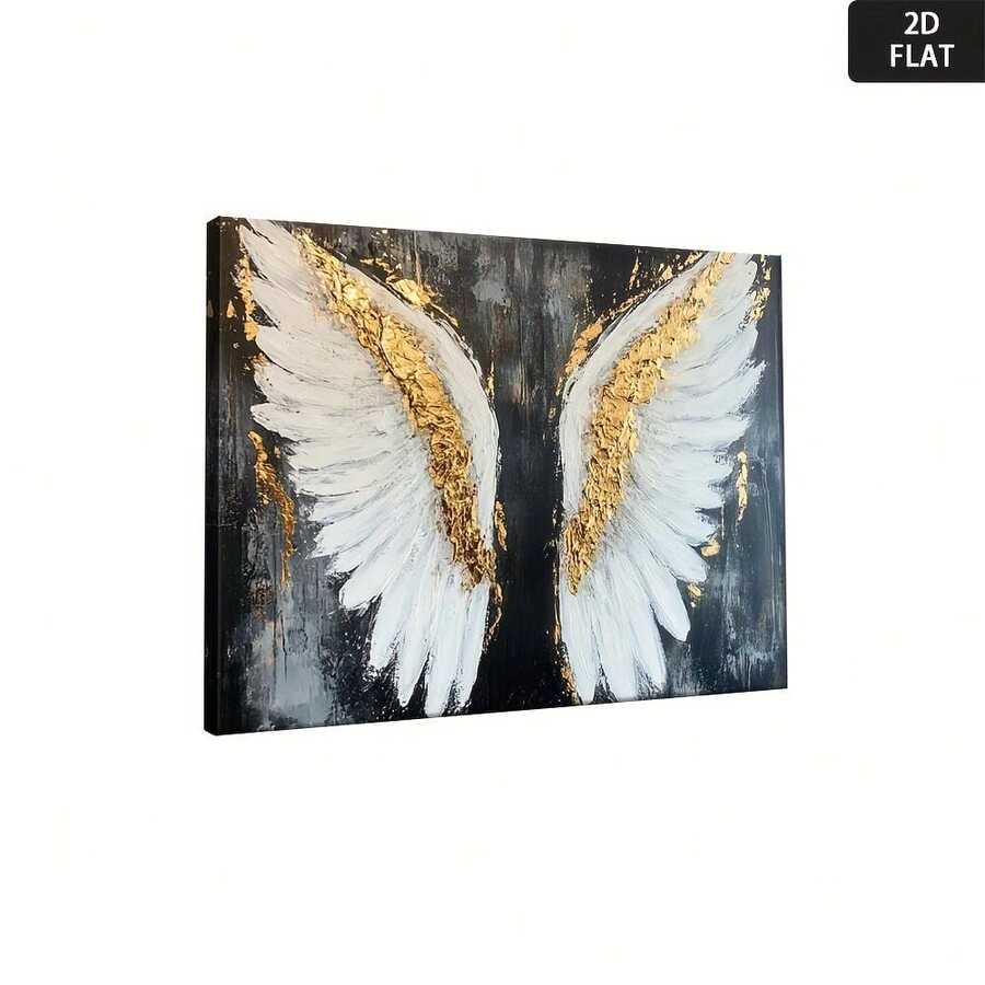 1pc, Modern Abstract Angel Wings Canvas Wall Art Gold Feather Painting Luxurious Home Decor Artwork With Frame For Living Room Bedroom Office Space Decoration Posters And Prints Ideal Gift - 海報 - 查看 1