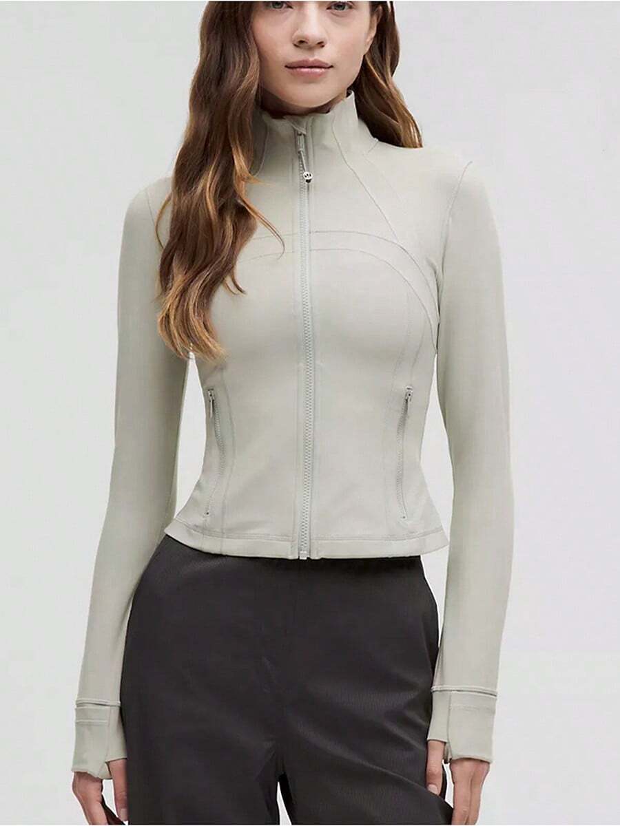 Lululemon Define Cropped Jacket Nulu Jade Grey-For Yoga Gym Running-Sweat-Wicking-Yoga-All Seasons Sport-Spring/Summer-Autumn/Winter-Back To School - 翡翠灰 - 查看 1