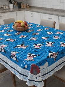 Toalha de Mesa Térmica Tema Vaquinha Impermeável Antitérmica Lavável Decoração Cozinha 6 Lugares - Azul Marinho - Visão 6