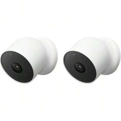  Certified Refurbished - Google 1080p Indoor/Outdoor Battery Powered Nest Camera (2-Pack), White