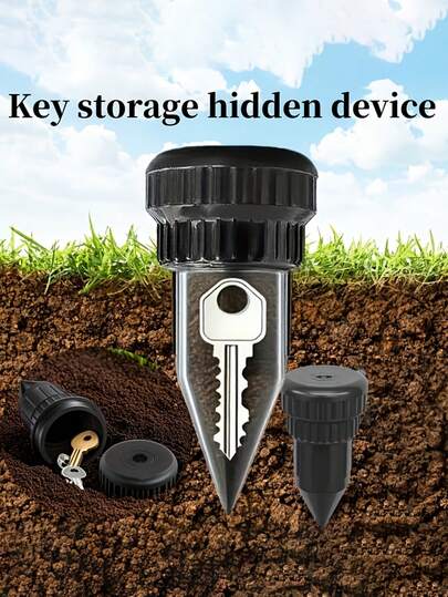 1/2个洒水器造型钥匙隐藏盒 - 逼真的钥匙隐藏装置（隐藏式锥形部分+盖子），钥匙防盗收纳装置 - 户外花园庭院草坪防水钥匙盒，易于插入花园草坪地下，防水防腐蚀