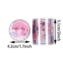 1 Roll, Creative Japanese-Style Planner Tape, Anime-Themed DIY Planner Tape Stickers, Journal Card Crafting, Scrapbook Embellishments - Peach Magic - View 2