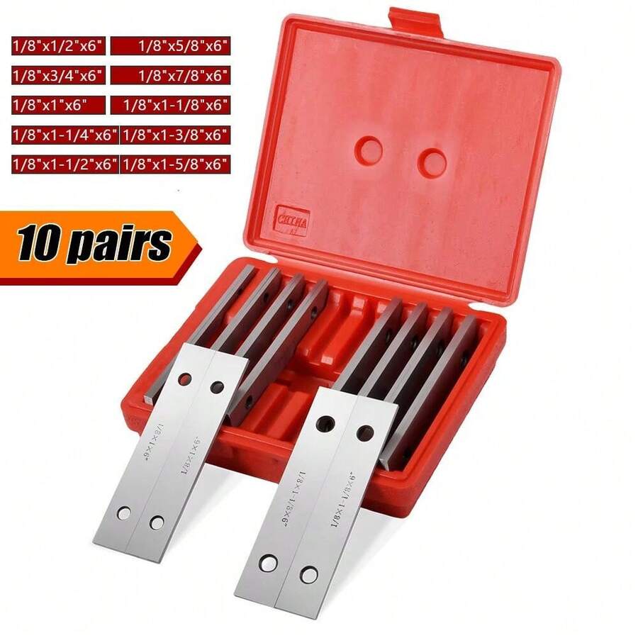 10 Pairs Thin Parallel 1/8" X 6" Block Bar Tool Set Machinist Parallel Machine - A - View 1