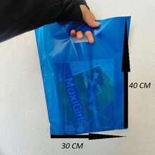 Sacolas Plásticas para lojas 30x40 Boca Vazada Pacote Com 25 Unidades - super resistentes - Azul - Visão 2
