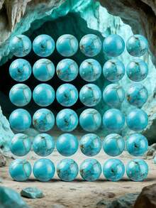 30/1000颗天然石珠，4-10毫米圆形绿松石宝石，散珠配弹力绳，可用于DIY手链和项链。 - 藍色 - 查看 4