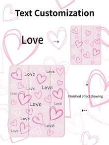 Funda para tablet de 3 pliegues con ranura transparente para lápiz, con fondo rosa, diseño de arte con corazones y letras, impresión clara, protección de borde suave de TPU, ranura integrada para lápiz, soporte de 3 pliegues, función de suspensión/activación magnética, adecuada para Mini4/Mini5/Mini6/Mini7/Air/Air2 - Multicolor - Ver 2