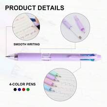 4-In-1 Multi-Color Ballpoint Pen Set, 2pens+4refills, Replaceable Refills, Retractable Multifunctional Pens, 0.7mm Bullet Head Pen Core For Smooth Writing, Suitable For Office Writing Stationery Supplies-Fine Writing Instruments - Sets - View 5
