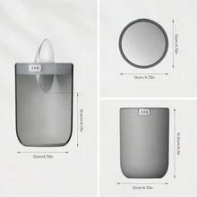 Mini Desk Trash Can With Swing-Top Lid 0.4 Gallon Small Table Round Wastebasket For Office, Home, Car (Grey) - 灰色15公升 - 查看 5