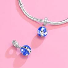 925镀银炫彩蓝色行星吊坠饰品 | 适用于手链和手镯，精致饰品 - 混合色 - 查看 9