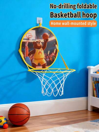 1pc 3+ Kids Cute Fabric Basketball Hoop, Wall Mounted Or Door Hanging Early Education Interactive Toy, Suitable For Ramadan, Easter, New Year Party (Ball Not Included)
