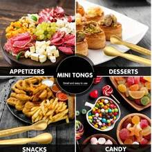 8pcs-Luxury Golden Mini Serving Tongs, Premium Stainless Steel Sugar Cube Tongs, Ice Tongs, Stainless Steel Food Tongs For Household, Perfect For Snacks/Appetizers/Candies/Cheese/Charcuterie Boards/Tea Parties/Mother's Day/Weddings/Housewarming, Mirror Polished,Halloween, Christmas, Thanksgiving, Harvest Festival, Autumn Decorations, Gifts - Vàng - Xem 5