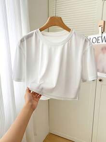 Áo thun ngắn tay nữ ngoài trời, nhẹ, mềm mại, thoải mái, hơi co giãn, thích hợp cho đi bộ đường dài, thư giãn, thể thao, tập thể dục và các dịp khác. Màu trắng mùa hè. - trắng - Xem 3