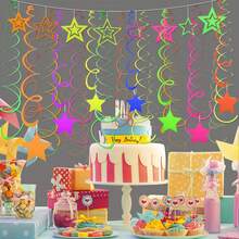 20pcs Reflective Neon Swirl Decorations - Colorful Hanging Tassels, For Ceiling, Glow-In-The-Dark Stars, Suitable For Dark Parties, Birthdays And Events, No Power Needed, Blacklight Neon Decor - Multicolor - View 7