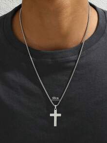 2 Stück/1 Stück neuer Herren Edelstahl dekorativer Halskette mit Kreuzanhänger, modisches und vielseitiges Accessoire, geeignet für Männer und Frauen, exquisites Geschenk - Verschiedenfarbig - Übersicht 6