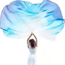 1面渐变色敬拜旗，带旗杆，适用于先知赞美舞、肚皮舞服装、表演道具，搭配亮片裙摆纱丽风格，适用于节日、派对、夜店、海滩、波西米亚复古装饰 - 彩色 - 查看 10