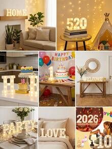 1/3/4/5个LED数字灯（6.3英寸/8.27英寸） - 浪漫暖白光，生日、婚礼、周年纪念、派对装饰 | 求婚装饰 - 白色 - 查看 7