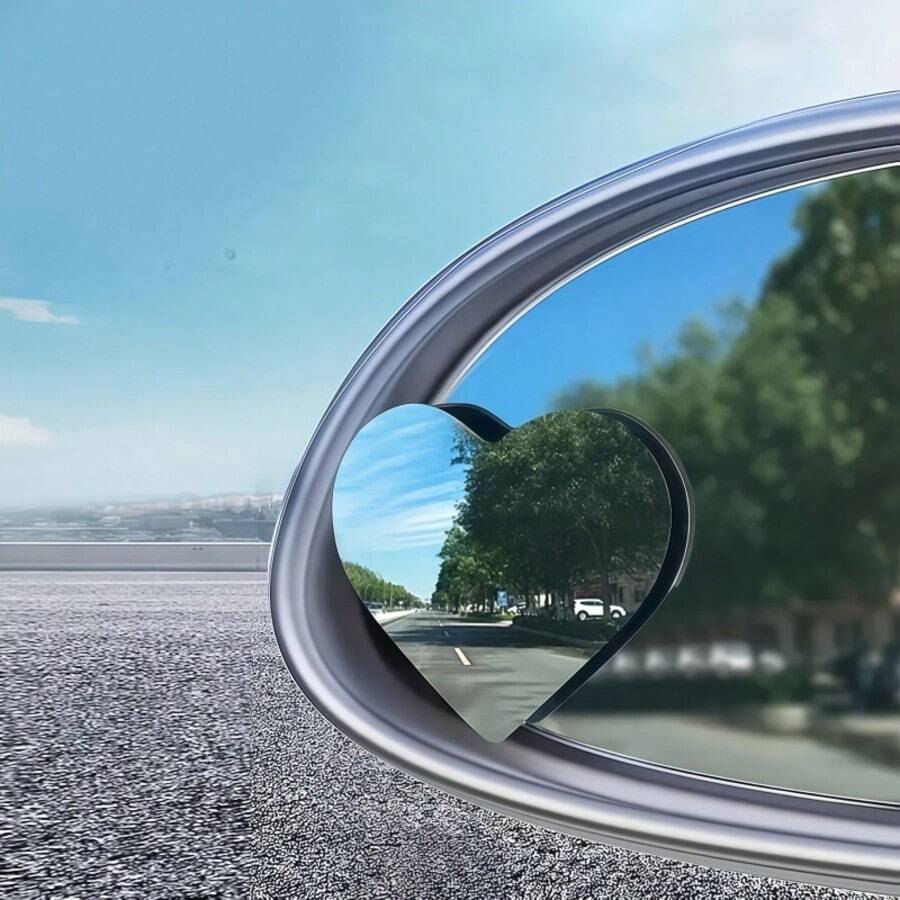 一对心形无框凸面盲点镜,360°高清广角辅助后视镜,适用于所有车型,辅助倒车和变道 - 2pc愛心盲點鏡 - 查看 1