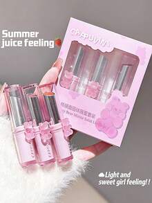 Cappuvini Son tint bóng mịn dưỡng ẩm, màu tự nhiên, son dưỡng dạng thỏi hình gấu, lâu trôi, chống lem, son môi đa năng - Nhiều màu - Xem 5