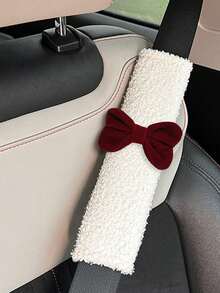 1/2个蝴蝶结毛绒汽车安全带肩垫，柔软舒适的安全带套 - A - 查看 19