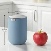 Fandy 0.58 Gal/2.2L Mini Trash Can With Lid, Swing-Top Desktop Trash Can For Bathroom, Countertop, Vanity, Desk Or Office, Small Garbage Bin (Blue) - Blue22Liters - View 3
